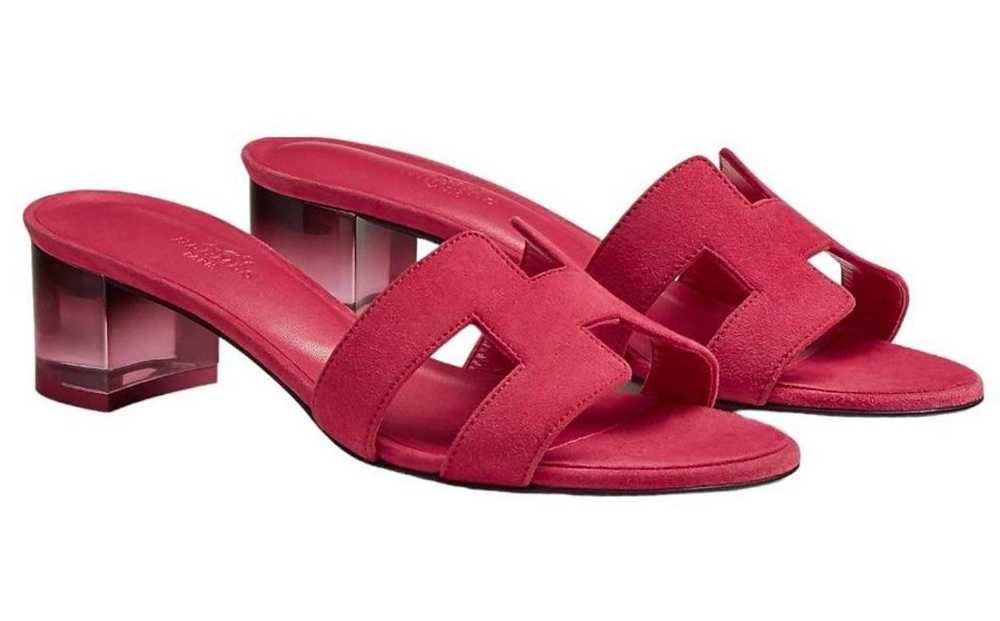 Product Details Hermes Pink Suede Oasis Sandals - image 1