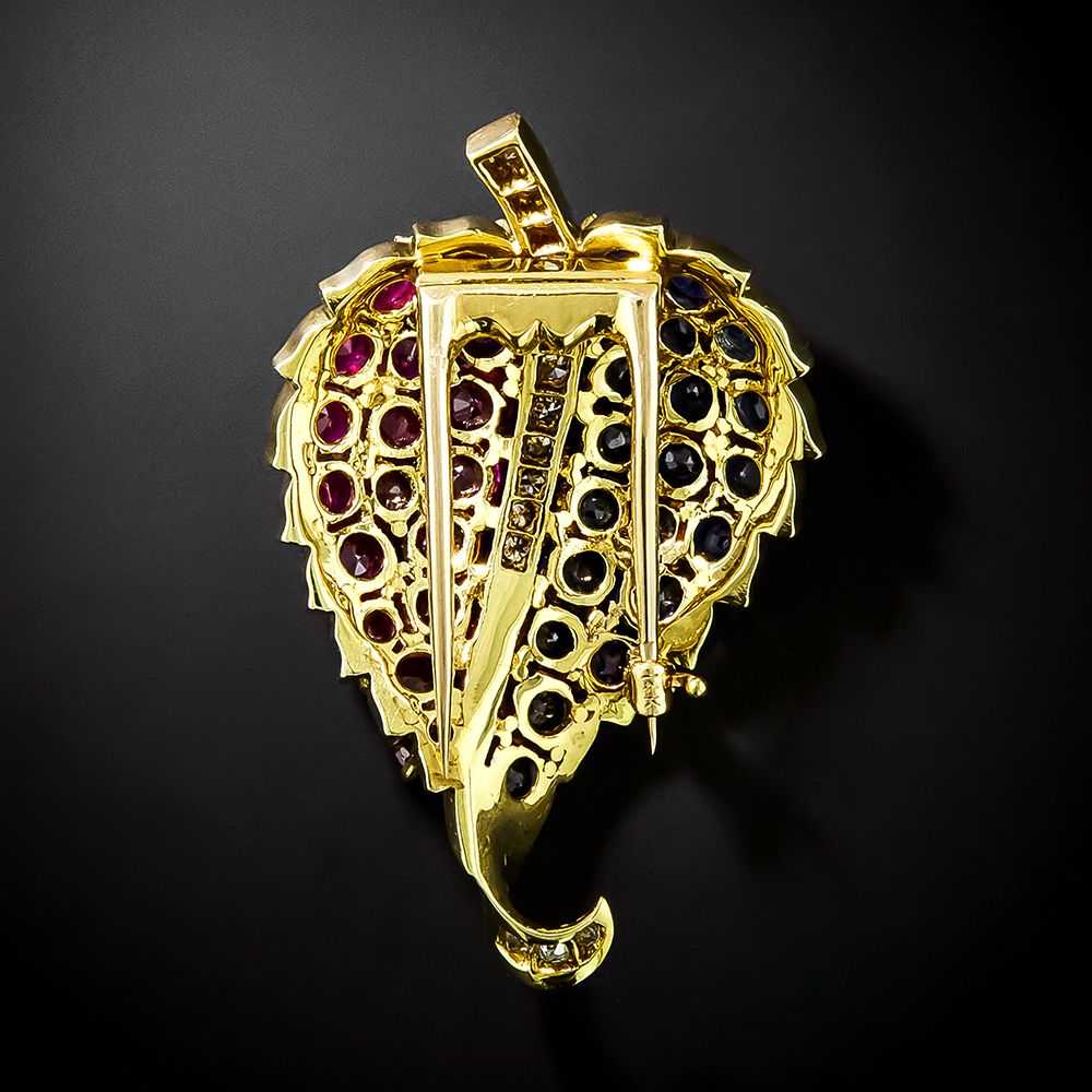 Mid-Century Ruby, Sapphire And Diamond Leaf Brooch - image 2