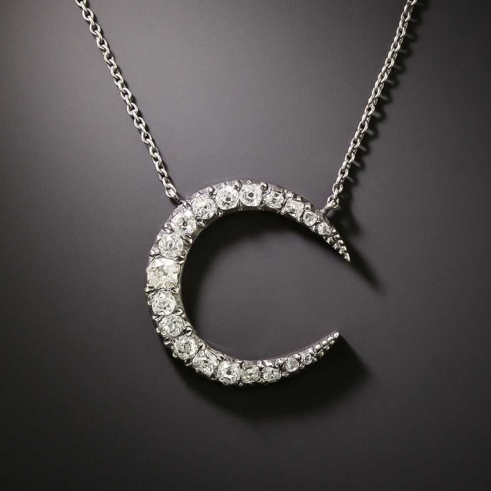 Victorian Diamond Crescent Pendant - image 1