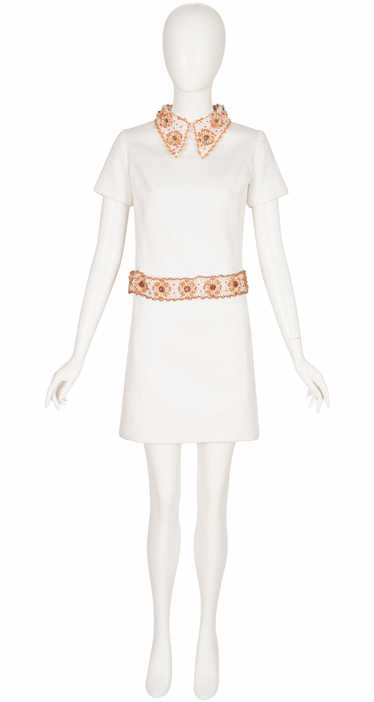 Renato Balestra 1960s Embellished White Cotton Gab