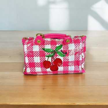 Betsy Johnson Pink Cherry Hand Bag with Wristlet and top Wallet y2k