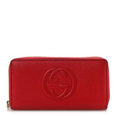 GUCCI Pebbled Calfskin Soho Zip Around Wallet Red - image 1