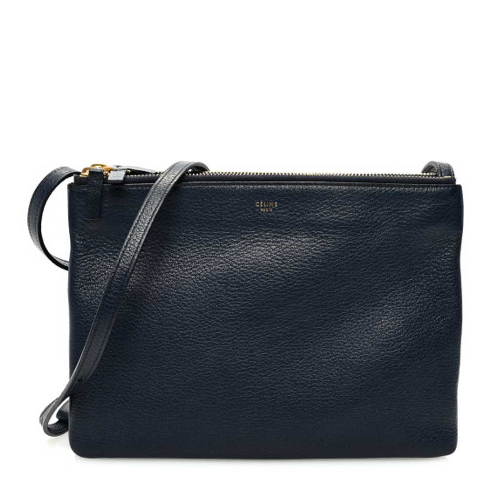 CELINE Lambskin Large Trio Crossbody Bag Navy Blue - image 1