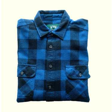 Vintage BLUE FLANNEL PLAID SHIRT BUTTON DOWN 90s … - image 1