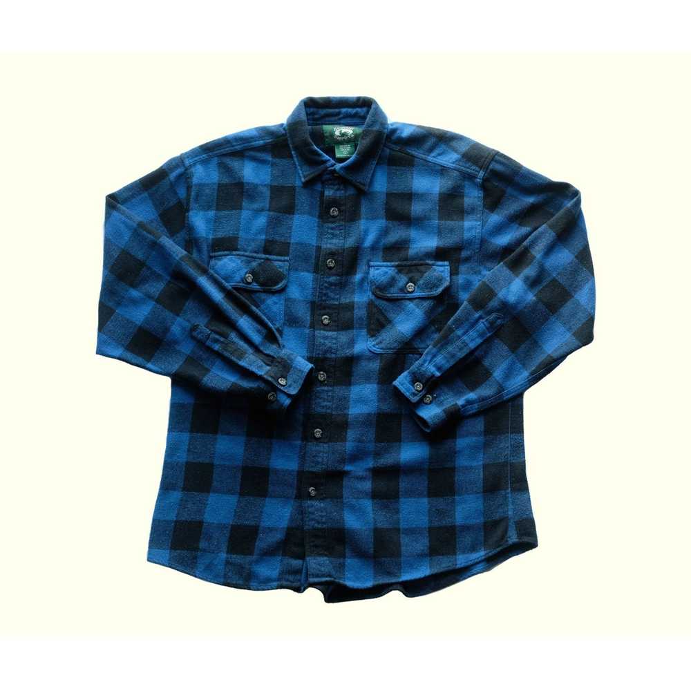 Vintage BLUE FLANNEL PLAID SHIRT BUTTON DOWN 90s … - image 2