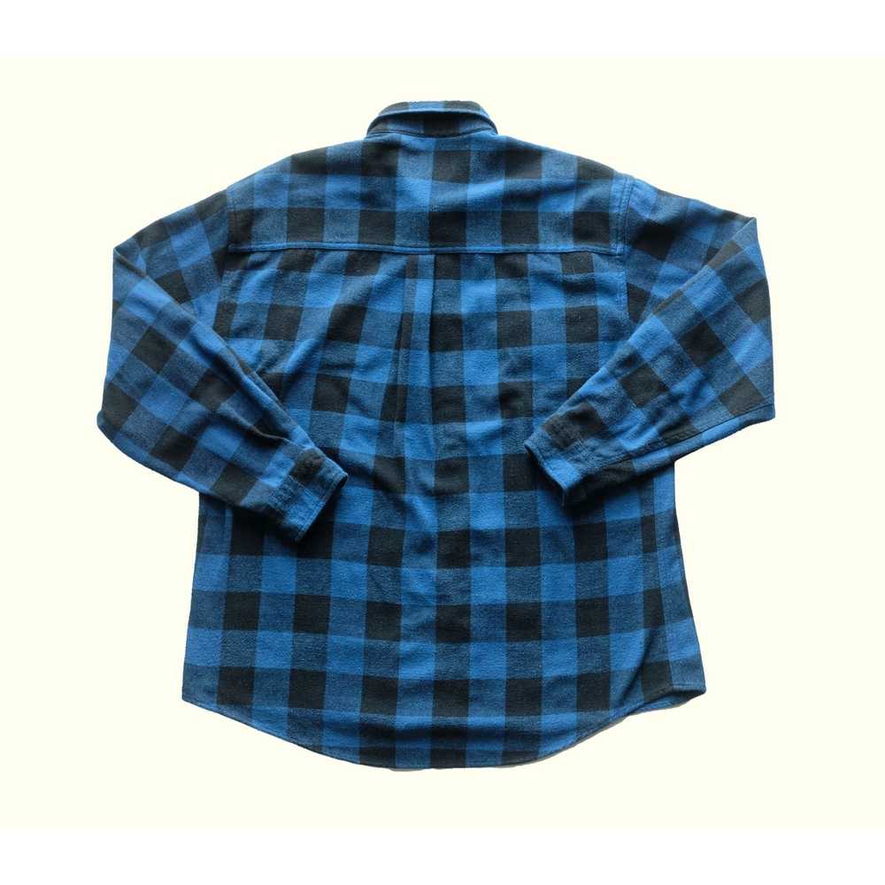 Vintage BLUE FLANNEL PLAID SHIRT BUTTON DOWN 90s … - image 3