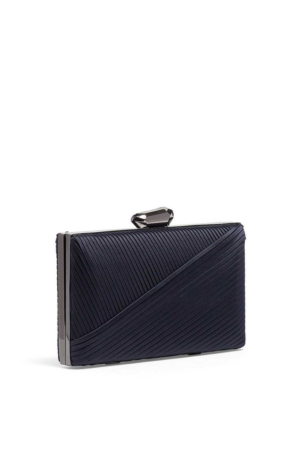 Sondra Roberts Navy Satin Pleated Clutch - image 2