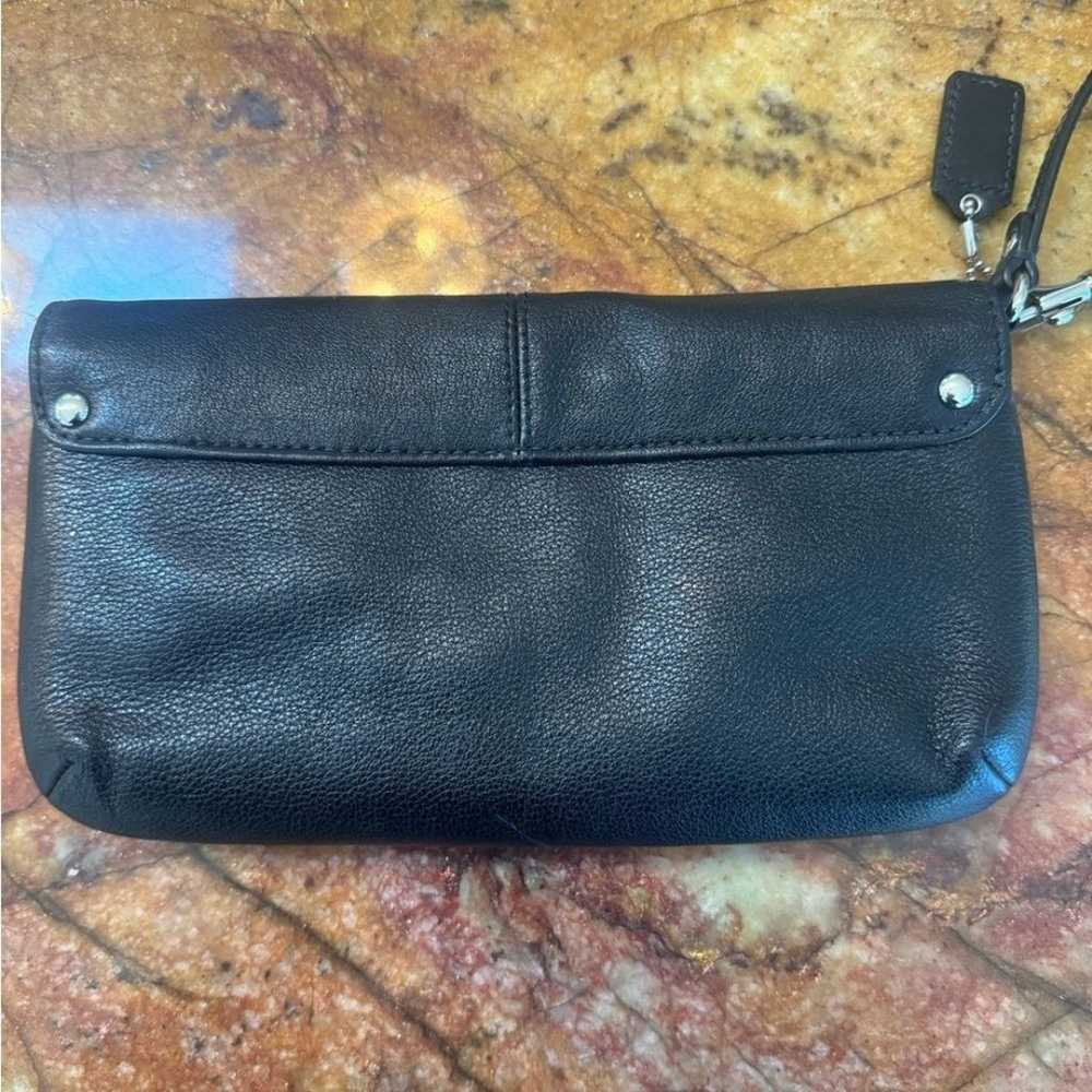 Coach black leather clutch wallet wristlet with s… - image 4