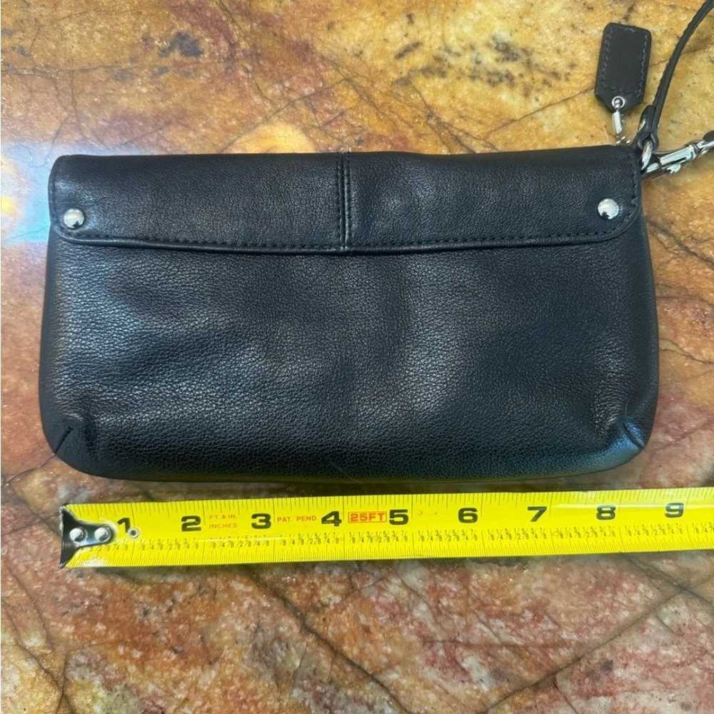 Coach black leather clutch wallet wristlet with s… - image 6