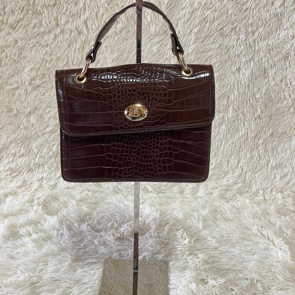 Enamel bag, handbag, brown, durable, single handl… - image 1