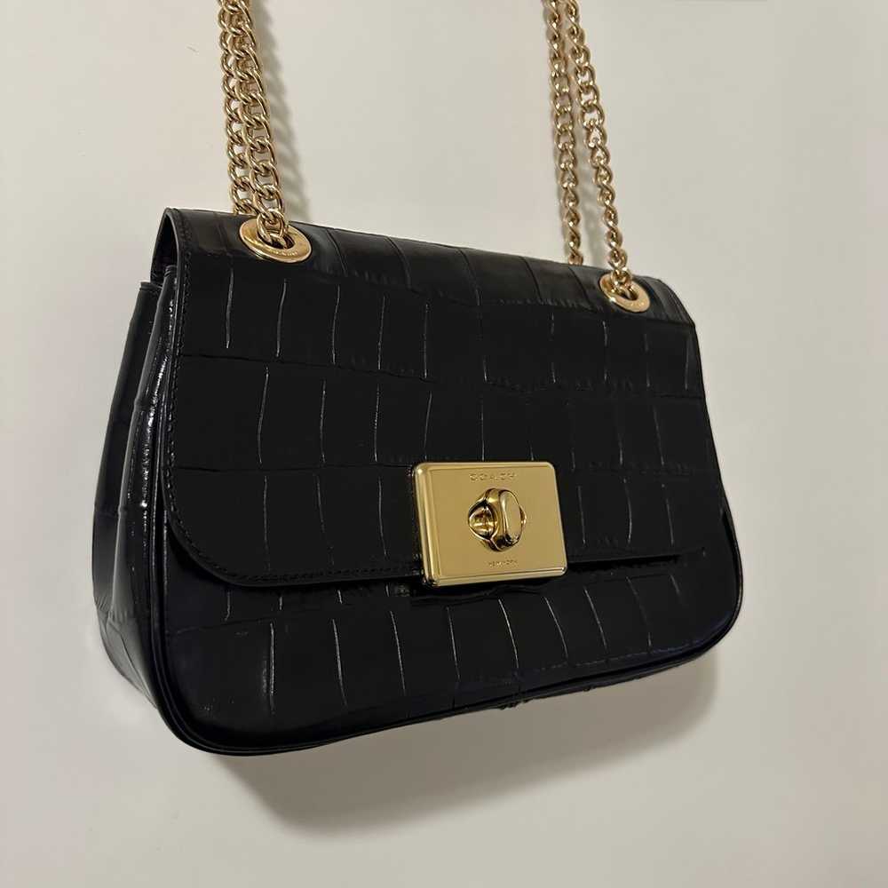 Coach Black Croc Embossed Leather Cassidy Gold Ch… - image 3