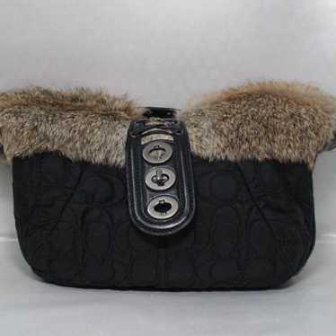 COACH Shoulder Bag with Rabbit Fur