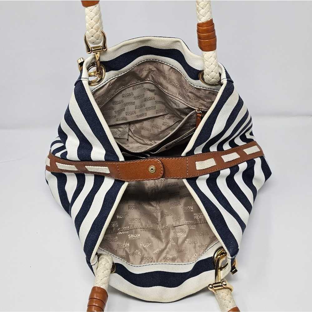 Michael Kors Navy Striped Anchor Bag Naturical Ro… - image 7