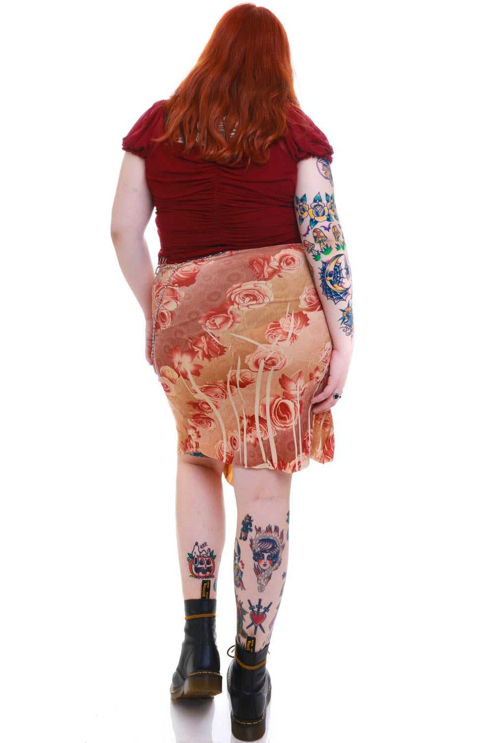 Vintage Y2K Asymmetric Rose Flutter Skirt - L/XL - image 6