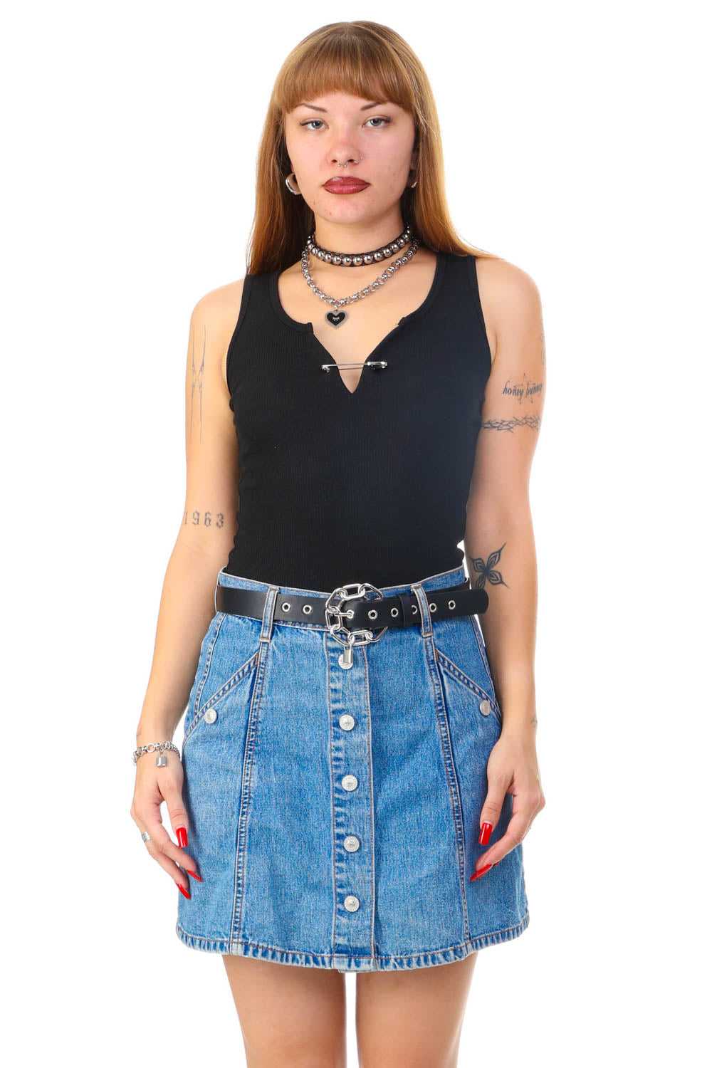 Vintage Y2K Silver Tab Levi's Denim Skirt - M - image 1