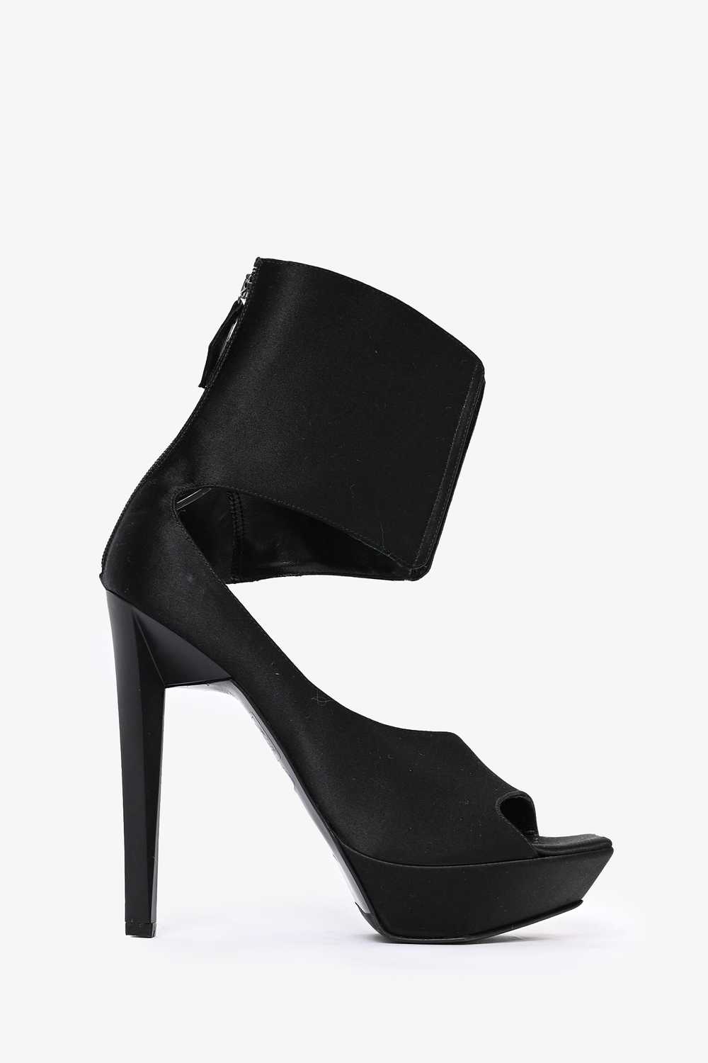 Jil Sander Black Satin Cuffed Heels Size 38 - image 1