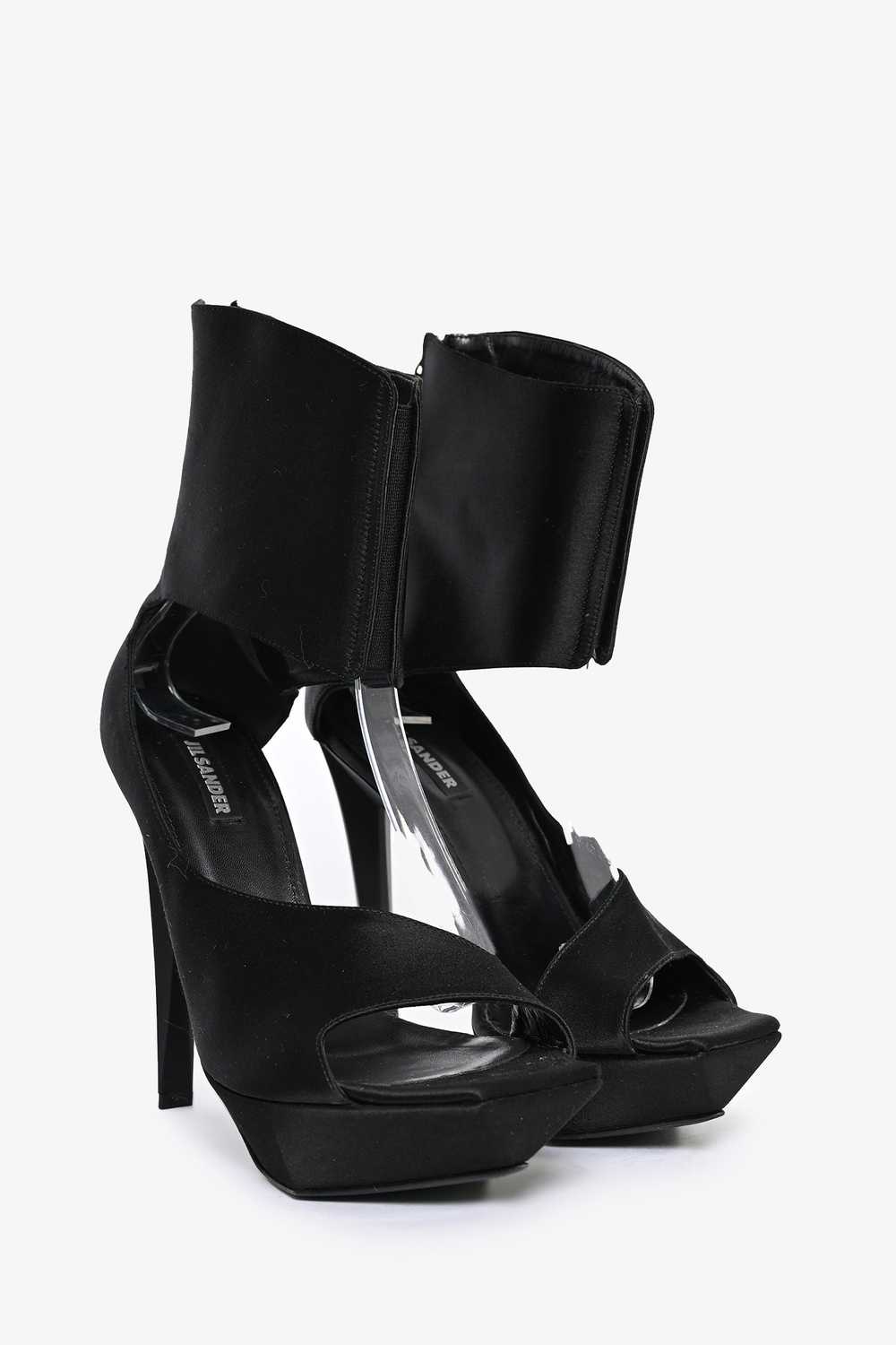 Jil Sander Black Satin Cuffed Heels Size 38 - image 2