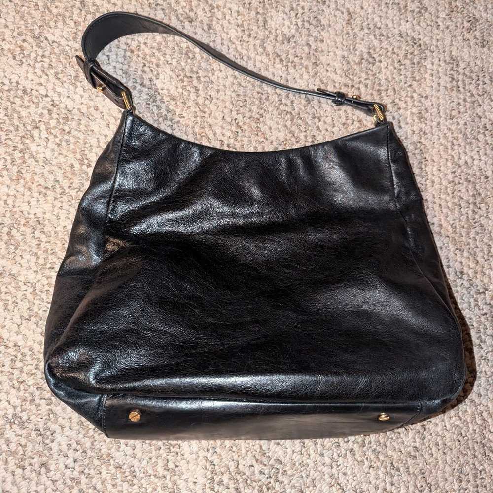 TORY BURCH BLACK LEATHER HOBO SHOULDER PURSE - image 5