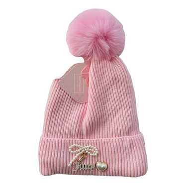 JUICY COUTURE★ Knitted hat JC261 Juicy Couture Womens HAT Beanie WHITE Crochet Knit Hat Pom