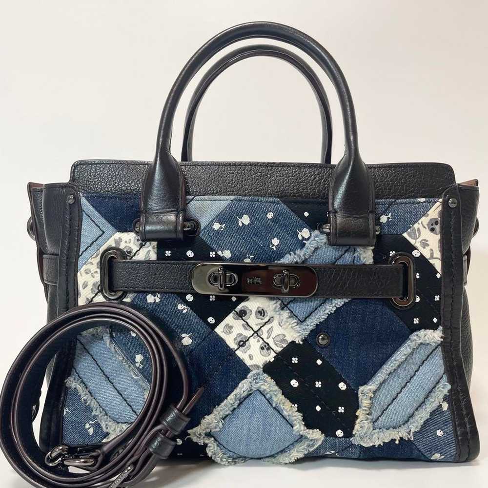 ✨Unused Class✨Coach Handbag Swagger Denim 2way Le… - image 2