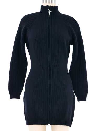 Thierry Mugler Zip Front Sweater Dress - image 1