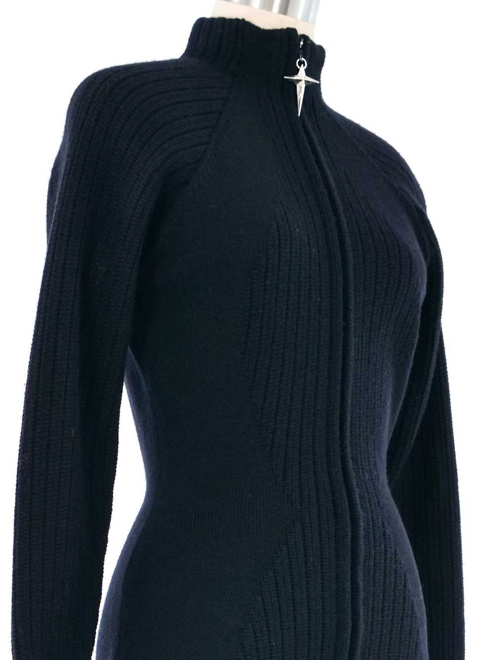 Thierry Mugler Zip Front Sweater Dress - image 2