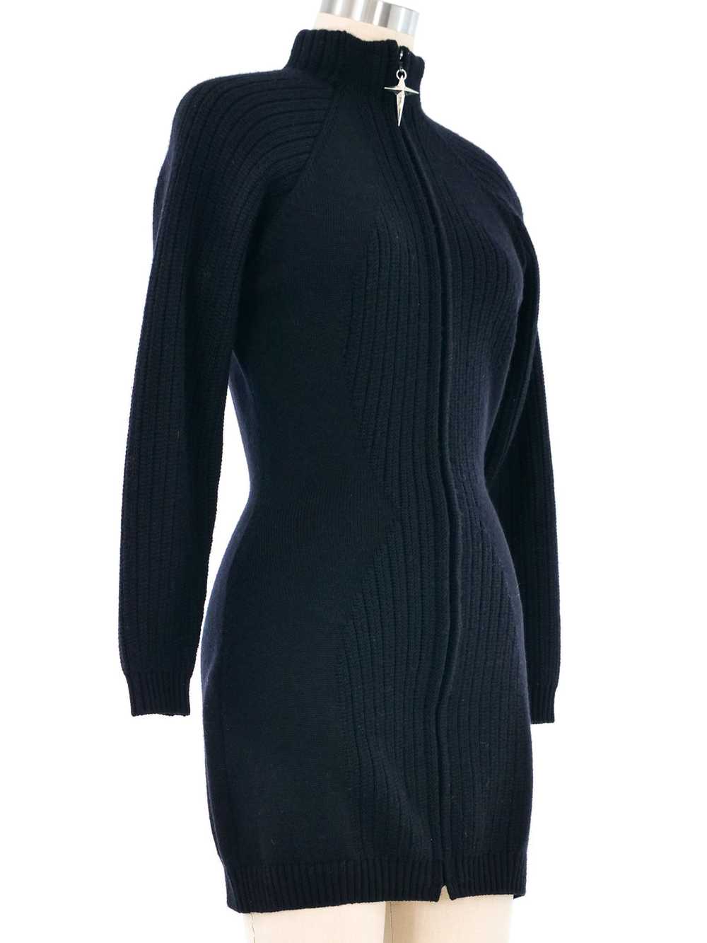 Thierry Mugler Zip Front Sweater Dress - image 3