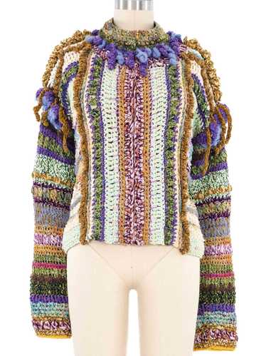 Art To Wear Crochet Zip Front Jacket