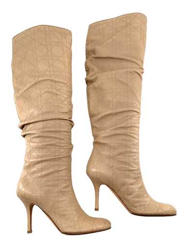 Christian Dior Quilted Cannage Beige Leather Knee 