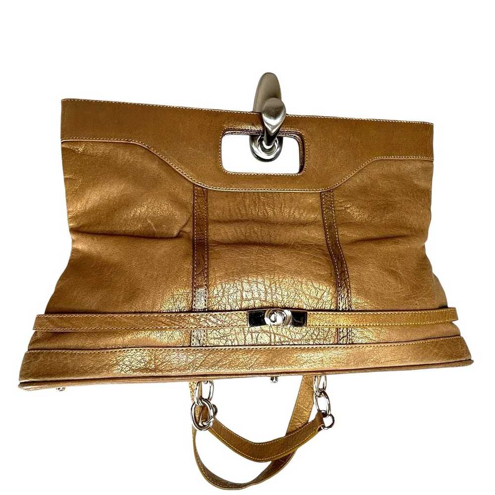 BCBGMaxazria 3-Way Leather Handbag Bronze Metalli… - image 4