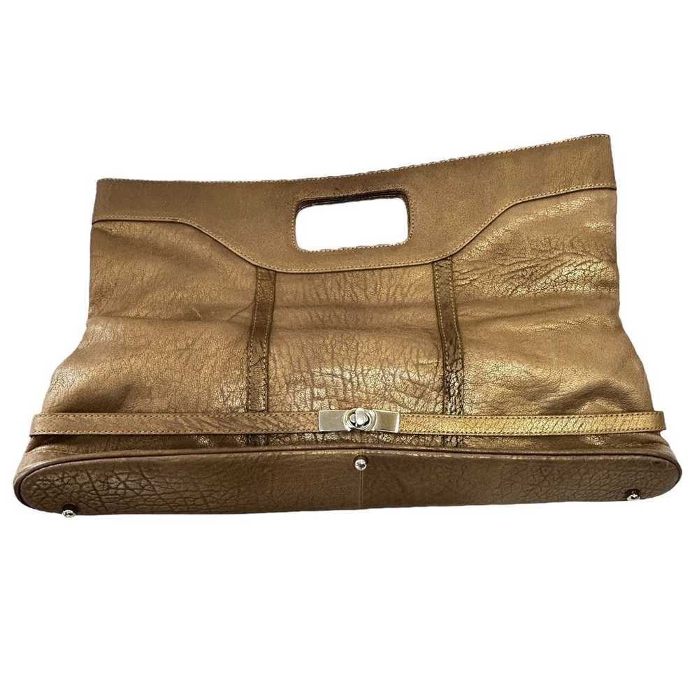 BCBGMaxazria 3-Way Leather Handbag Bronze Metalli… - image 6