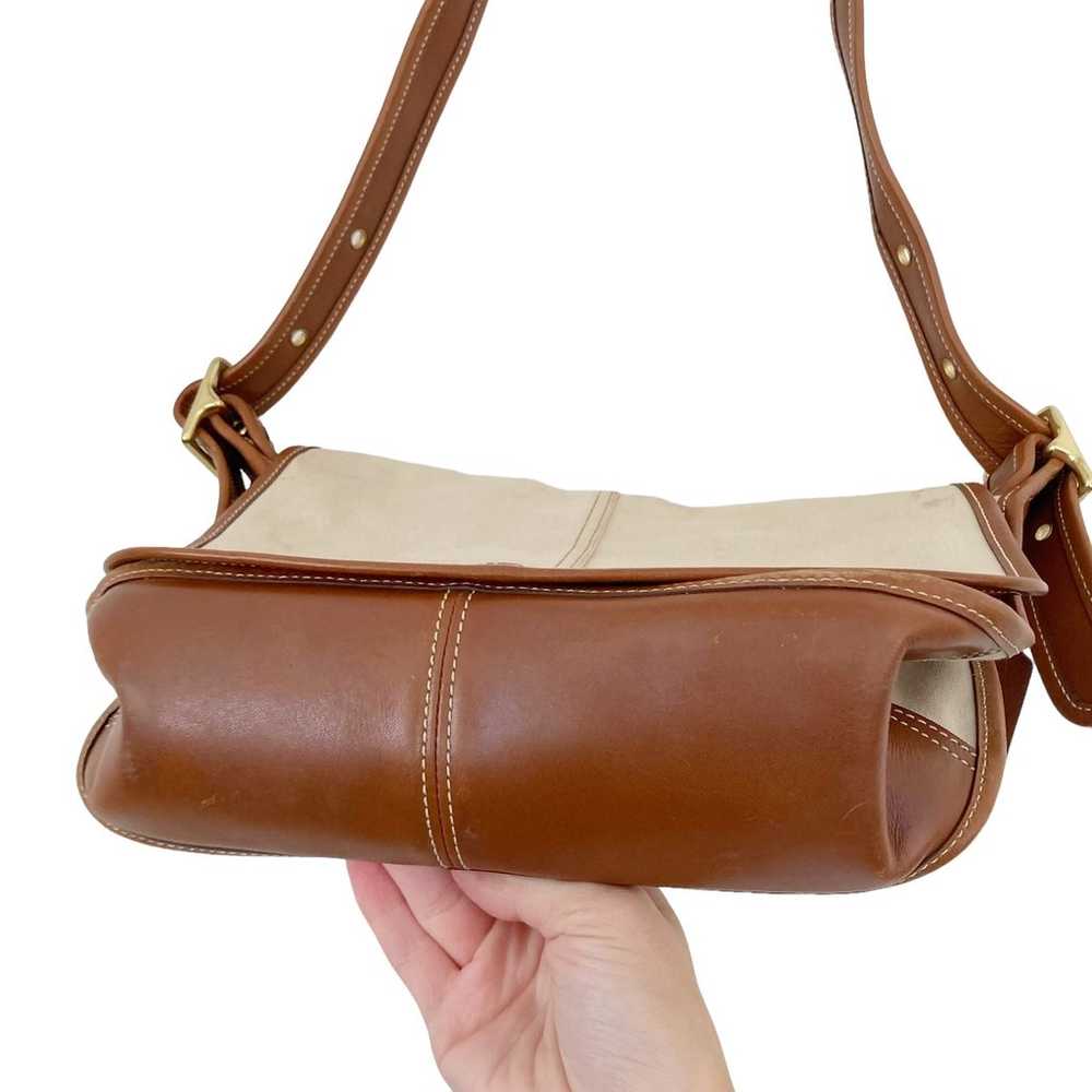 Coach Canvas Leather Cream Brown Bag - image 4