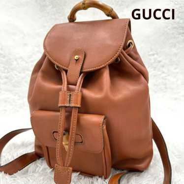 GUCCI Bamboo Leather Mini Backpack Brown