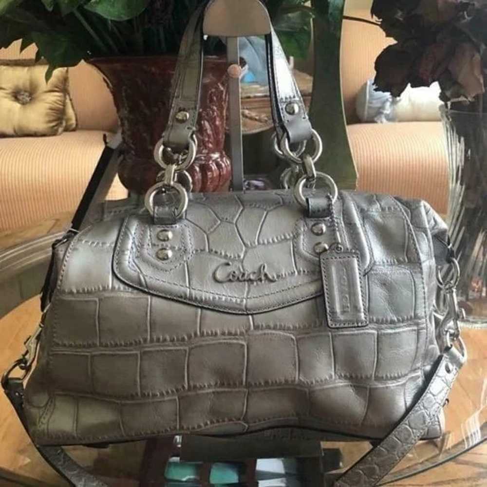 Like New Rare Coach Ashley Croc Embossed Metallic… - image 3