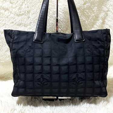 Chanel New Travel Line Tote Bag MM Black Nylon A4… - image 1