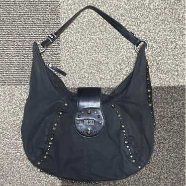 DIESEL Black Shoulder Bag with Studs