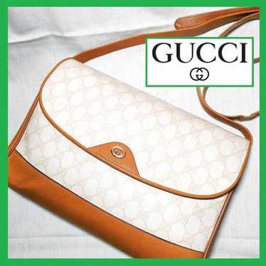 Old Gucci White x Beige GG Pattern PVC x Leather … - image 1