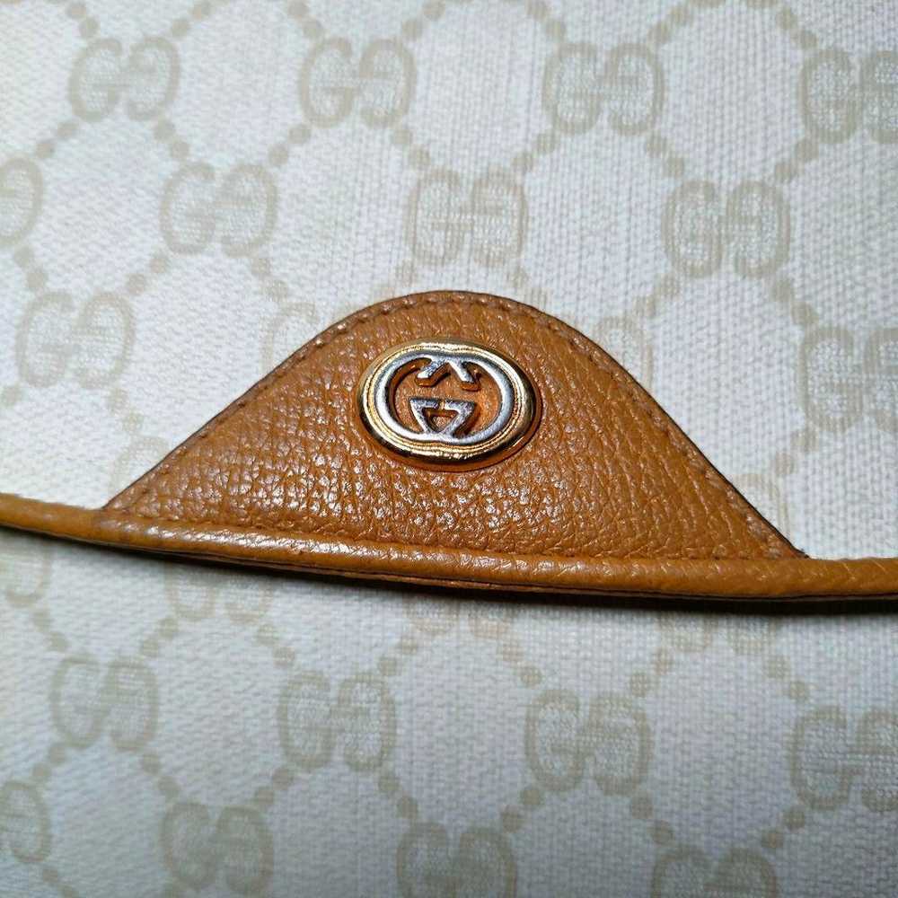 Old Gucci White x Beige GG Pattern PVC x Leather … - image 2