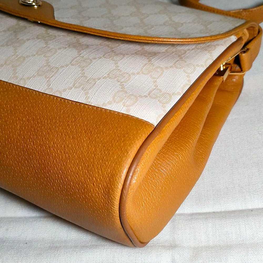 Old Gucci White x Beige GG Pattern PVC x Leather … - image 3