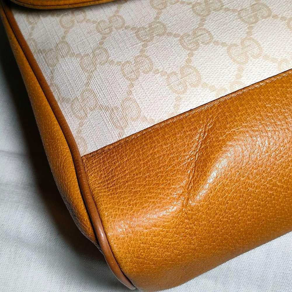 Old Gucci White x Beige GG Pattern PVC x Leather … - image 4