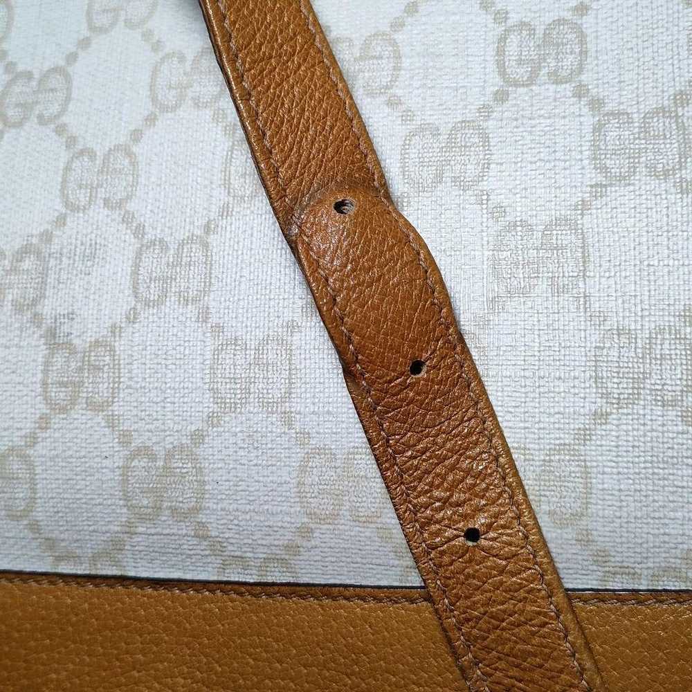 Old Gucci White x Beige GG Pattern PVC x Leather … - image 8