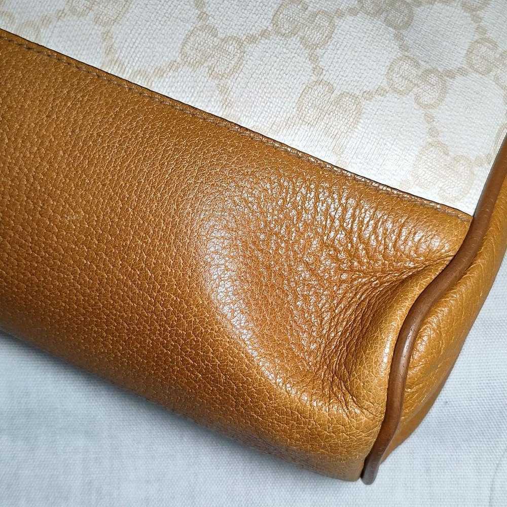 Old Gucci White x Beige GG Pattern PVC x Leather … - image 9