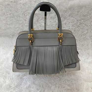 TOD'S Shoulder Hand Fringe Leather Bag with Gold H