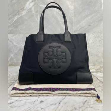 Tory Burch Black Small Ella Nylon Leather Tote Bag - image 1