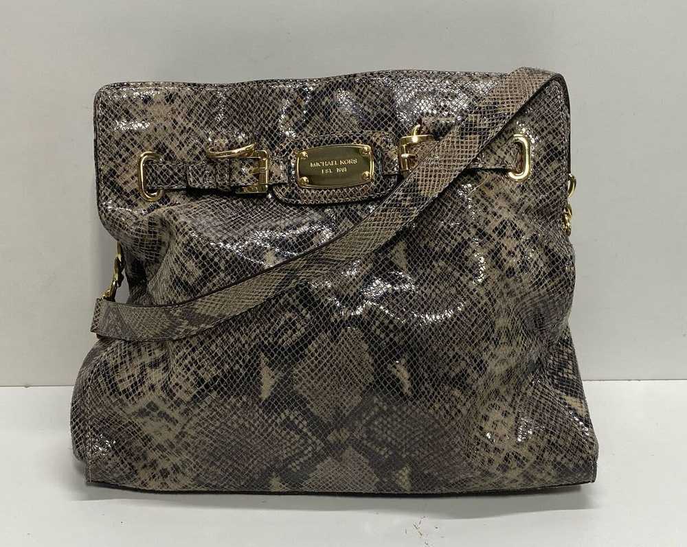 Michael Kors Hamilton Python Leather Shoulder Tot… - image 1