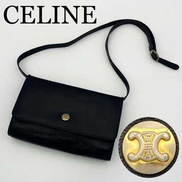 CELINE 2way Shoulder Bag Triomphe Black Leather Cl