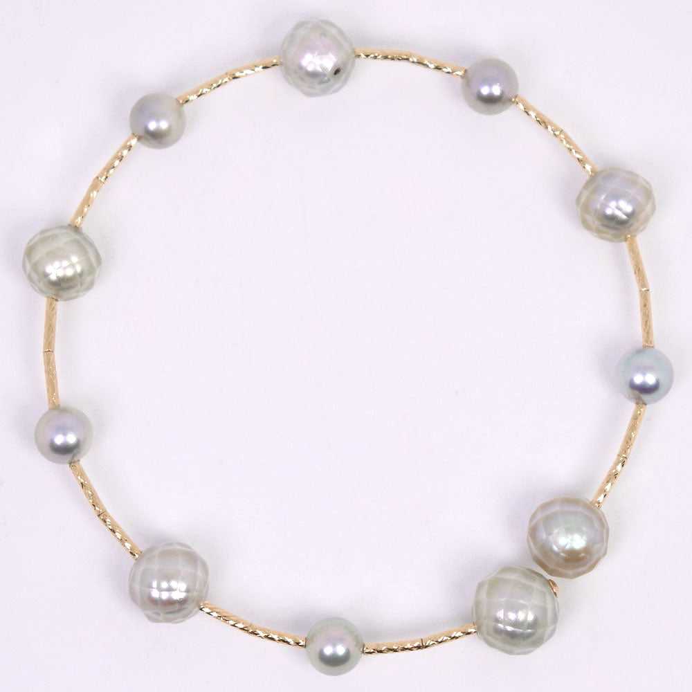 JEWELRY bracelet K18 Yellow Gold, Pearl Pearl whi… - image 4