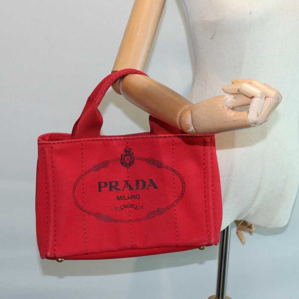 Prada Canapa Red Canvas Handbag (Pre-Owned) - image 10