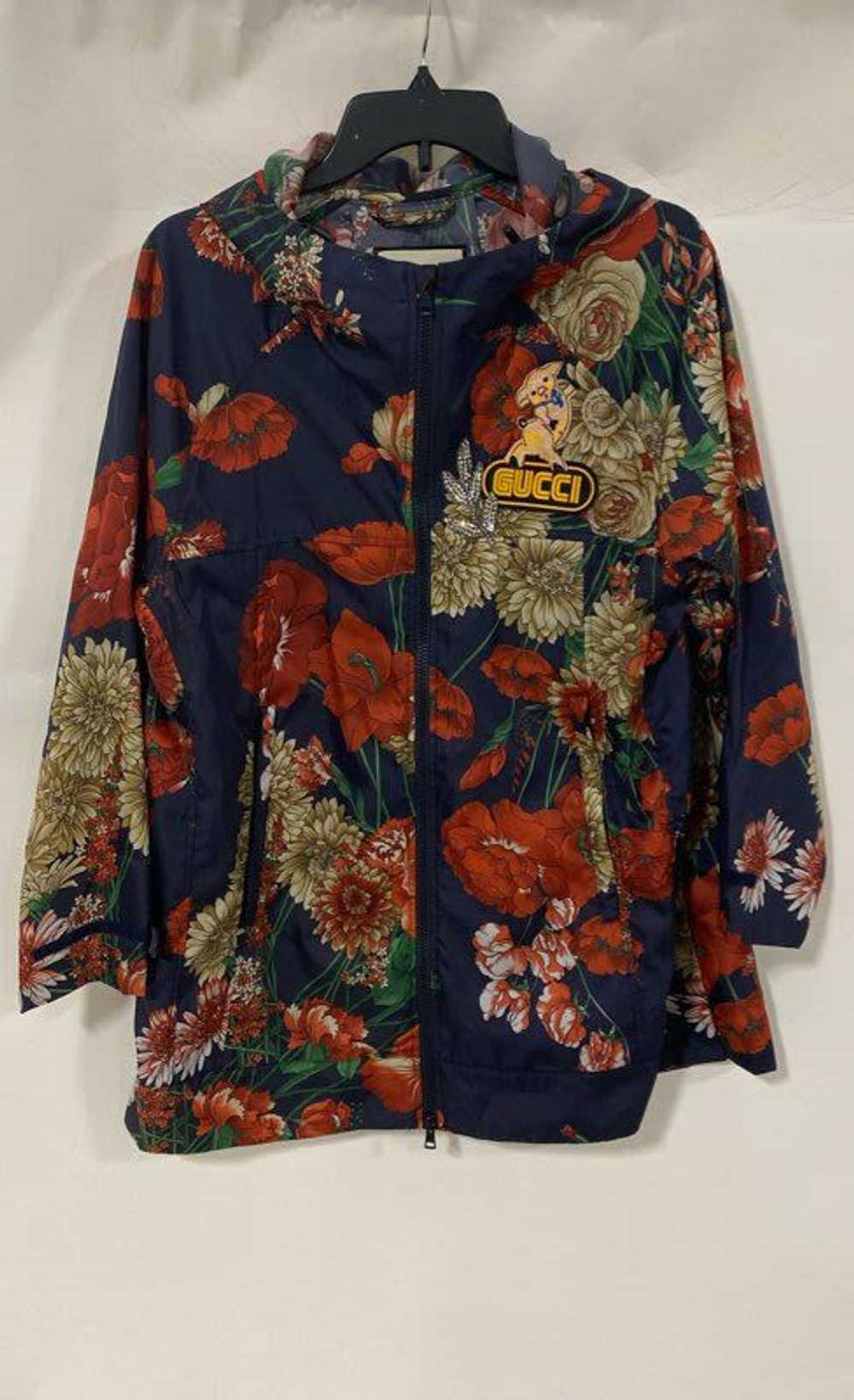 GUCCI Floral Nylon Applique Hooded Jacket - Size M - image 1