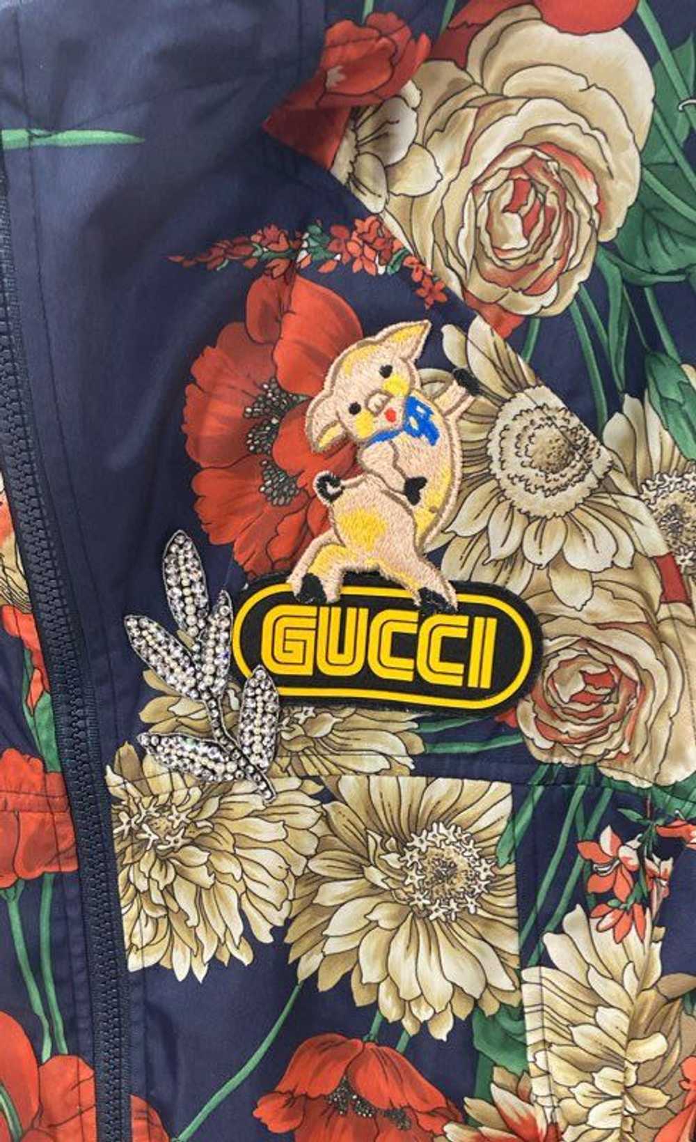 GUCCI Floral Nylon Applique Hooded Jacket - Size M - image 2